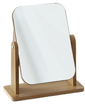 WXBCDS Kosmetikspiegel Schminkspiegel for den Schreibtisch aus Bambus, um 360 Grad drehbar, Kosmetikspiegel, tragbar, groß, quadratisch, Ankleidespiegel, Beauty-Tools for Mädchen(S)