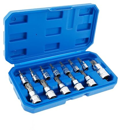 Set di 13 dadi esagonali esagonali, 1/4 3/8 1/2, set di chiavi a bussola esagonali, 2-14 mm, con scatola di conservazione, per avvitatore a percussione, chiave dinamometrica T8-T70