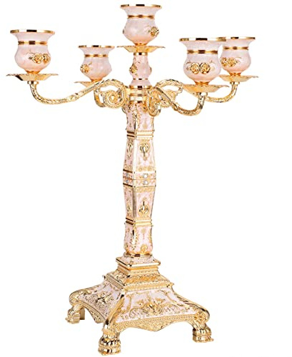 Phefop Vintage Candelabra Candeler Candel Stand Elegant en Relieve con Diario de Rehinestones Decoración del Hogar y Festival para el Centro de la Boda, la Decoración de la Mesa (1610
