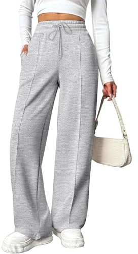Joligiao Pantalon Jogging Femme Pantalon de Sport Taille Haute Décontracté Pantalons de Survêtement Large avec Poches Pantalons Chic Training Yoga et Fitness Confortable Ample Automne Hiver Sweatpants