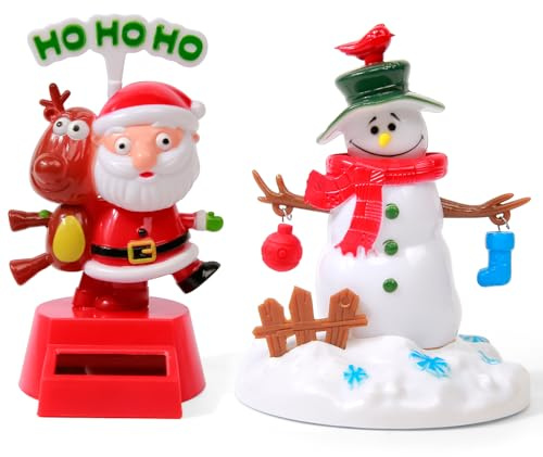 YGMONER Solar Powered Christmas Bobbleheads Dancing Santa Car Dashboard Decor - Bobblehead Reindeer Waving Snowman Danser, Fun Motion Activated Auto Accessory for Holiday Spirit