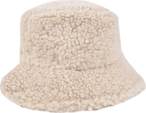 Fischerhut Damen Winter Falschpelz Damen Plüsch Fischerhut Wintermütze Warme Fleece gefütterte Fischerhüte Kopfumfang 56-58cm Breite Krempe Warme Mütze Hut für Freizeitausflüge Skifahren für Frauen