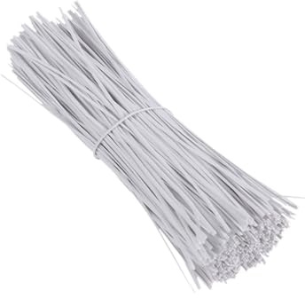 CLISPEED 1000 pièces Attaches Fil Métallique Plastifié Blanc Serre-câbles Flexibles Réutilisables pour Organisation Câbles Bureau Maison Jardin
