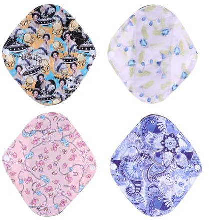 ROMISBABA 4 piezas Unidades Compresas Reutilizables de Bambú con Activado Almohadillas Sanitarias Lavables para Mujer Diseño Cómodo y Ecológico Fácil de Limpiar y Ajustar con Botón Cuidado
