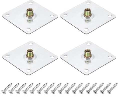 QUARKZMAN 4Pcs Ecrous En T À Trou M10, Base Carrée De 70mm/2.8inch Écrous À Souder À Bride Filetage Femelle Avec Vis De Fixation Pour Meubles En Bois