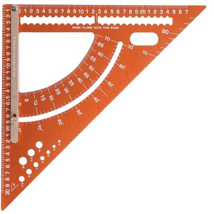 da carpentiere - Righello in lega di alluminio | Triangolo da carpenteria con funzione goniometro, strumento di misurazione per professionisti, accessorio da officina con guida angolare