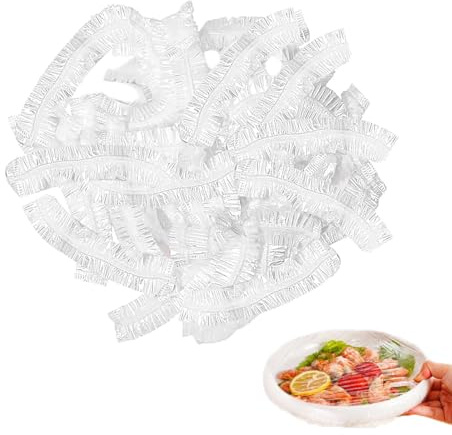 Food Covers- 150 Pack Microwave Cover Reusable Elastic Food Covers Plastic Stretch Universal Bowl Lids with Secure Grip Food Clips Alternative for Fruit Vegetable Meat Kitchen Storage Supplies