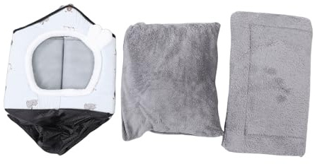 OVAQUIXI Accogliente Letto per Tenda per Gattini, Cuccia per Gatti Chiusa con Spessa Imbottitura in Peluche per Comfort Tutto L'anno e Sollievo Dall'ansia (Colore grigio Taglia M)