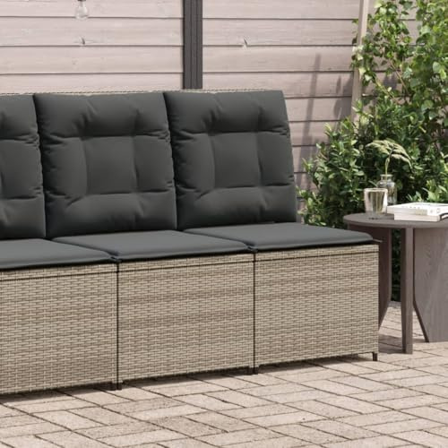 Mokuyary Gartensessel mit Liegefunktion und Kissen Grau Poly Rattan Gartenmöbel Set, Outdoor Balkonset Terrassenmöbel, Gartenlounge Sitzgruppe für Terrasse, Balkon, Garten