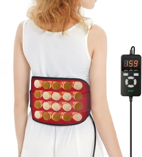 UTK Far Infrared Heating Pad for Back Pain Relief, Hot to 159℉, Gift for Women Men, Heating Pads for Lower Back, 24 Timers Auto-Off, 20 Natural Jade, 35-55 Adjustable Size
