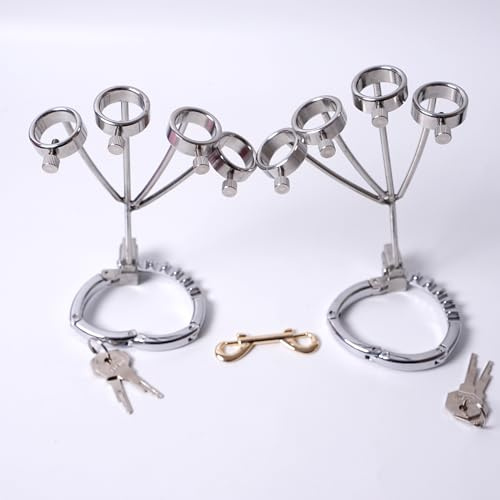 Menottes à doigts en acier inoxydable Réglables et Verrouillables BDSM | Entraves de Main en Métal, Jouet Sexuel Érotique, Menottes Métalliques, Sex Toýs Couples
