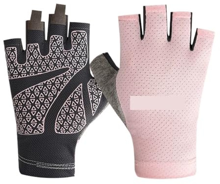 KiddiBubzi Halkfria och andningsbara halvfingerhandskar: Bekväma redskap för utomhussporter, fitness och cykelaktiviteter (Pink,M)