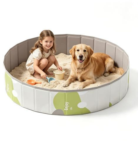 OAUEOR Piscine Pliable pour Chien - Piscine Pliable Animaux (L) 100 x 30 cm | Bassin Robuste Antidérapant pour Chiens, Chats et Enfants, Pataugeoire de Jardin, Balcon et Intérieur sans Gonflage