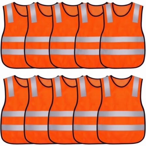Gilet de sécurité pour enfants, gilet réfléchissant respirant 10 pièces Orange