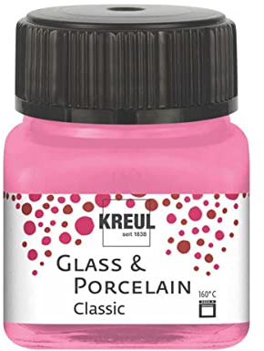 KREUL 16209 - Glass & Porcelain Classic rosa, im 20 ml Glas, brillante Glas- und Porzellanmalfarbe auf Wasserbasis, schnelltrocknend, deckend