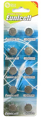 10 x AG12 Alkaline button cell batteries - G12 LR43 LR43SW LR1142 LR1142SW SR1142W 301 386 type