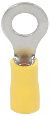 Elektrische Kabelschuhe | Crimpkabelschuhe | vorisolierte Endstücke | Kabelendhülsen vorisoliert | Elektrischer Stecker | Kabelendhülse | Beutel mit 10 Rundkabelschuhen | Isolee D.6 mm gelb