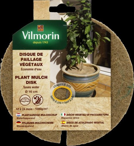 Vilmorin - Disque de Paillage Végétaux Ø 16 cm - 1000 g/M² - en Chanvre et Jute - Prêt à l'Emploi