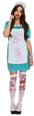 HENBRANDT Bloody Nurse Halloween Adult Fancy Dress Costume - Authentic Horror Film Inspired One Size Outfit for Parties, Festivals, Cosplay & Themed Events