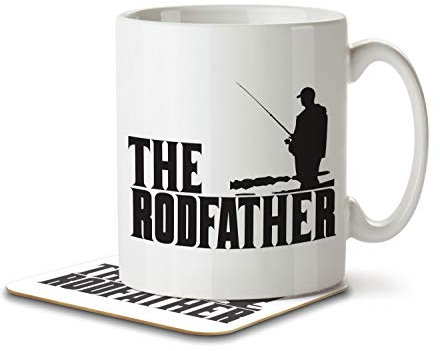 The Inky Penguin - The Rodfather - Fishing, Dad, Grandad Mug and Coaster, Ceramic, 11fl. oz.