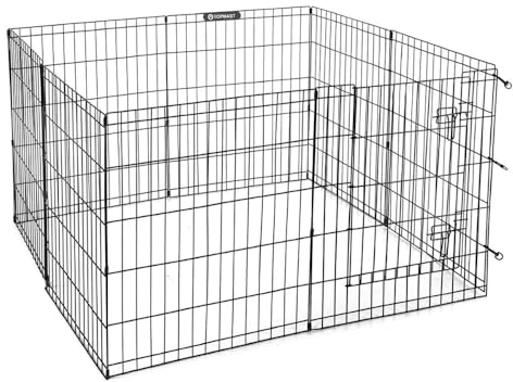 Welpenauslauf Hundeauslauf Metall Schwarz klappbar XXL - 560 cm Umfang 107 cm hoch - komplette Tür