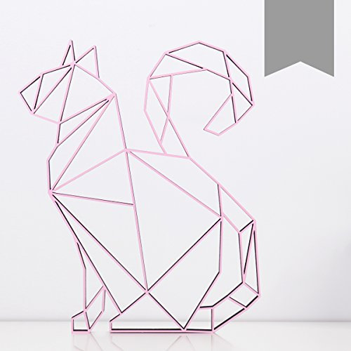 KLEINLAUT 3D-Origami, Katze, 41,3 x 50 cm (XL), Grau