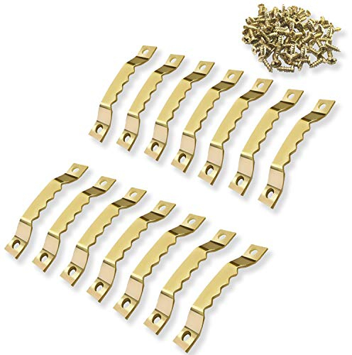 CZ Store Fotorahmen-Aufhänger -✮LEBENSLANGE GARANTIE✮-200 Kreuzschlitz-Schrauben - Goldfarbene Metall-Haken - Rahmen-Beschlag-Set für Bilder, Gemälde, Wandkunstwerke, Leinwände, Uhren, Poster