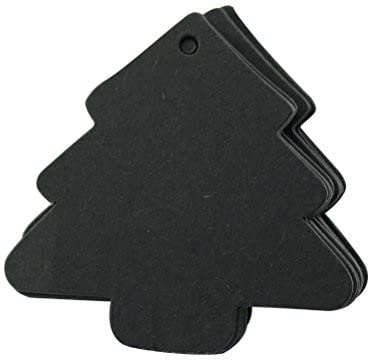 BESTOYARD Weihnachtsbaum Kraftpapier Etiketten Weihnachten Geschenkanhänger Tannenbaum Deko 100 Stück (Schwarz)