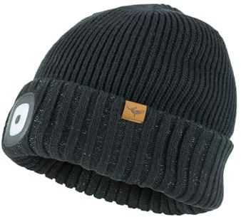 SEALSKINZ Wasserdichte LED-Rollmützenmütze für Kaltes Wetter – Schwarz, XXL