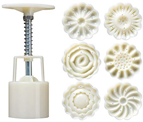 Hand Pressure Moon Cake Mould Cookie Stamps Dessert Mold Biscuit for Mid Autumn Festival Kitchen Cake Decoration 50g 7pcs