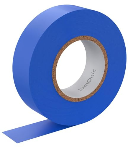 Lumonic 10 rollos de cinta aislante PVC 19mm x 20m cinta adhesiva azul Isotape I Adecuado para electricistas y aficionados I Cinta aislante en varias longitudes y colores