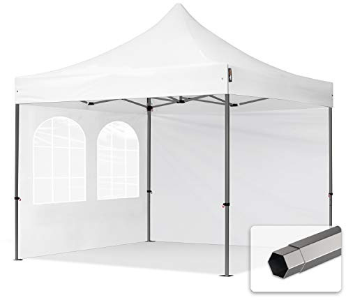 TOOLPORT Faltzelt Partyzelt 3x3m - mit 2 Seitenteilen Premium Dach Faltpavillon Pavillon weiß