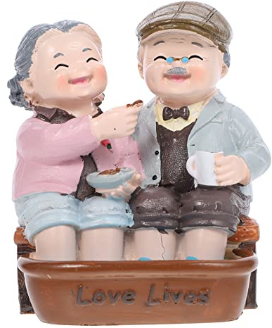 WINOMO Paar Kuchen Topper Oma Opa Figur Kuchen Topper Harz Braut Bräutigam Miniatur Figur für Jubiläum Hochzeitsfeier Gefälligkeiten 1