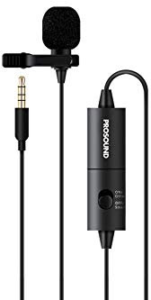 Lavalier Microphone, ProSound PROS-11AU4 Hands-Free Clip-on Lapel Mic with Omnidirectional Condenser for Camera, DSLR, iPhone, Android, Samsung, Sony, PC, Laptop (236inches)