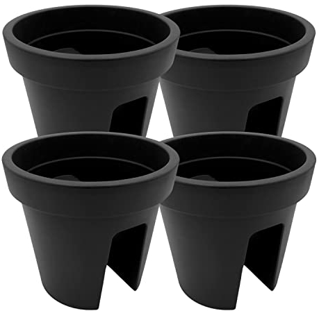 1a-Handelsagentur Buri Geländertopf anthrazit 4er-Set Balkontopf Balkonkasten Hängetopf Blumentopf