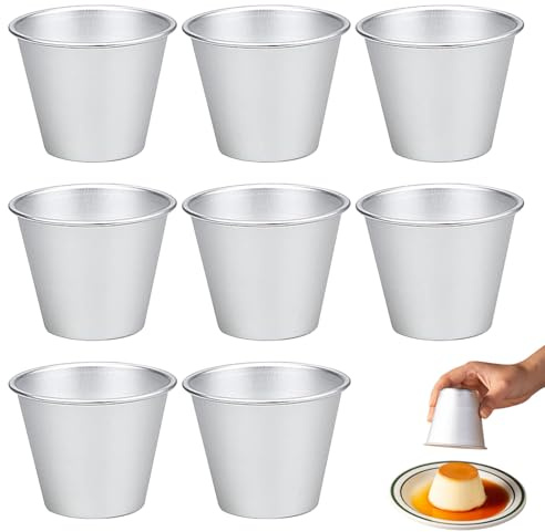 Sctmda Molde de Pudín 8 Piezas Mini Molde de Pudín Tazas de Aluminio Moldes Molde Antiadherente para Muffins Moldes Magdalenas Plata Copa Torta de la Forma para DIY de Pudines Cocción