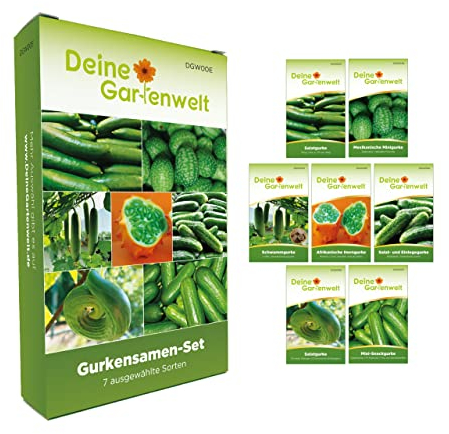 Gurkensamen Set - 8 Sorten Samen - Saatgut Sortiment - Anzuchtset für Gurken - Geschenkset - Salatgurke, Mexikanische Minigurke, Zitronengurke, Schwammgurke, Snackgurke, Schlangengurke, uvm.