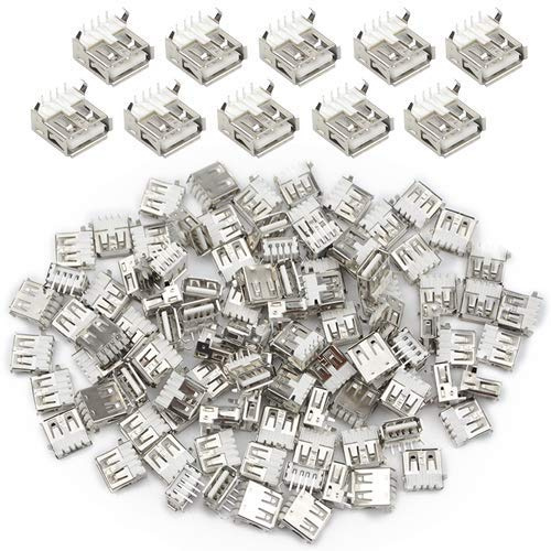 BGTXINGI Lot de 100 connecteurs à souder USB type A standard à angle droit à 4 broches