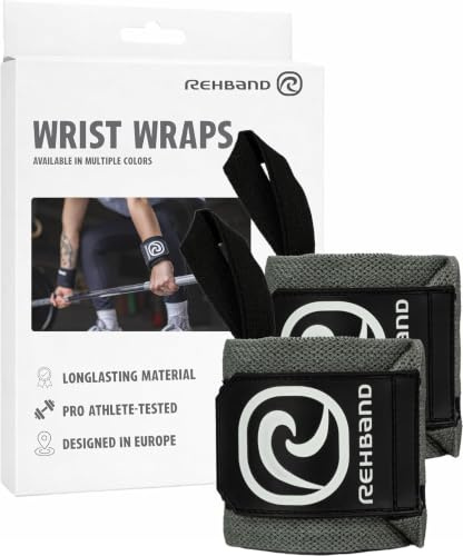 Rehband Wrist Wraps - Profi Fitness Handgelenkbandagen | Support für Kraftsport | Verstellbare Unterstützung für Bankdrücken & Powerlifting | Robust & langlebig