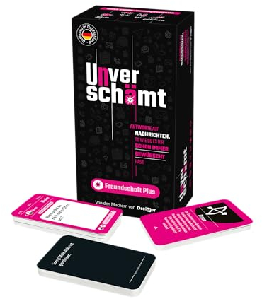 Dreister UNVERSCHÄMT Gesellschaftsspiele für Erwachsene - Freundschaft Plus - Designed in Deutschland - Kartenspiel mit 480 Karten - Partyspiele/Spiele für Erwachsene - Ideale Geschenkidee