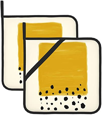 Set di presine antiscivolo resistenti al calore, 8 x 20,3 cm, colore giallo senape e nero, per cuocere la cucina e il tavolo da pranzo