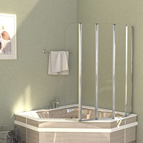 Duschabtrennung, MOONAIRY Duschwand, Badewannenaufsatz, Duschwand Für Badewanne, Badewanne Wand, Glaswand Badewanne, Badewanne Duschwand, 120x140 cm Hartglas Transparent
