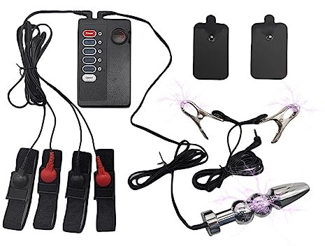 Plug anal électrique Pinces à tétons Extreme Bondage Set Électrode Autocollant Appareil d'électrostimulation Pour femme et homme