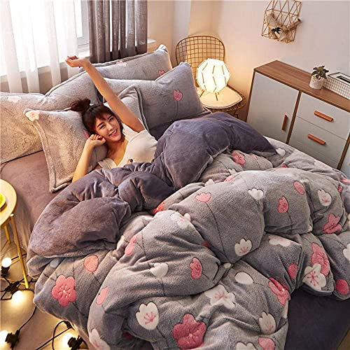 Juego de ropa de cama y franela de nieve gruesa de invierno, forro polar de doble cara, funda nórdica de 1,5 m de cuatro piezas, ropa de cama de forro polar coralino-Confession_cama de 2,0 m good