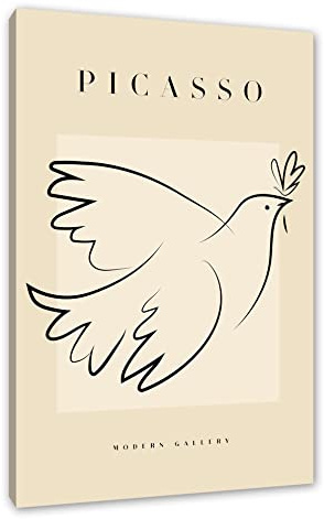 Pixxprint Picasso Art Collection - Friedenstaube, Größe: 100x70cm, Leinwandbild, fertig gespannt, Wandbild, Dekoration, Kunstdruck, kein Poster