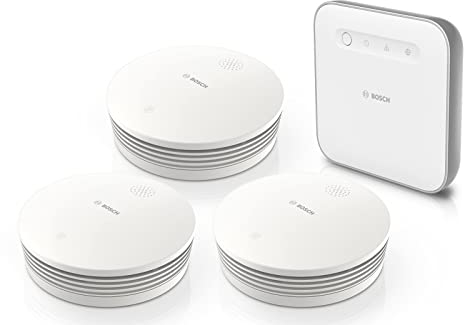 Bosch Smart Home Warnung bei Feuer-Set, 3x Rauchmelder II, 1x Controller II