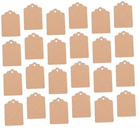 1000 Stück Unbedruckte Kraftpapier Etiketten Namensschilder | Beige, mit Loch für Schnur, Beidseitig Blanko, Vielseitig Einsetzbar für Kennzeichnung