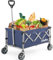 Ohuhu Folding Trolley Outdoor Wagon with Wheels, 85L/150kg Capacity 600D Oxford Fabric Heavy-Duty Utility Beach Trolley Folding Cart with Adjustable Handle for Outdoor Picnic Garden Beach Shopping