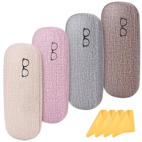 TYSM-CC Fundas de Gafas 4 Piezas Rigida Protector de Gafas Estuches para Gafas de Sol Estuche Protector de Gafas Estuches para Gafas Rígidas Caja para Gafas de Lino para Hombre