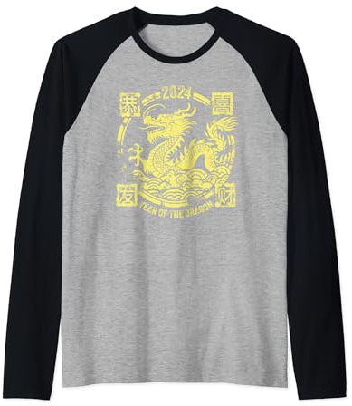 Dragon vintage 2024 Nouvel An chinois du dragon Manche Raglan